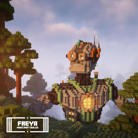 Minecraft Mech Build, Steampunk Minecraft Builds Easy, Minecraft Rocketship, Freya Minecraft Builds, Minecraft Copper Statue, Minecraft Robot Build, Steampunk Minecraft Skin, Minecraft Monster Build, Minecraft Building Ideas Steampunk