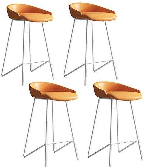 LKLXJ Bar Chair Metal-Barstools Set of 4-24'' Faux Leather Bar Stool with Backs Low,Modern Industrial,Gray Orange Black,Counter Height,Indoor Outdoor Restaurant Dining Stools Indoor Outdoor Restaurant, Metal Barstools, Rustic Bar Stools, Black Counters, Chair Metal, Rustic Bar, Restaurant Dining, Bar Stools With Backs, Backless Bar Stools