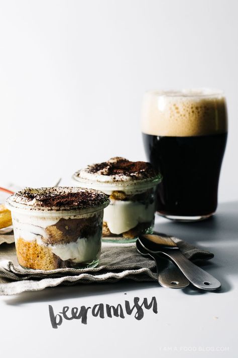 Beeramisu: like tiramisu, but with beer · i am a food blog i am a food blog Beer Dessert, Cooking With Beer, Boozy Desserts, Pub Food, Beer Tasting, Beer Recipes, Mini Desserts, Decadent Desserts, Just Desserts