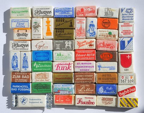 old sugar cube collection 50s Packaging, Bio Project, Eraser Collection, Oil Paper, Collections Of Objects, Flow State, Sugar Cubes, Vintage Packaging, Tea Packaging