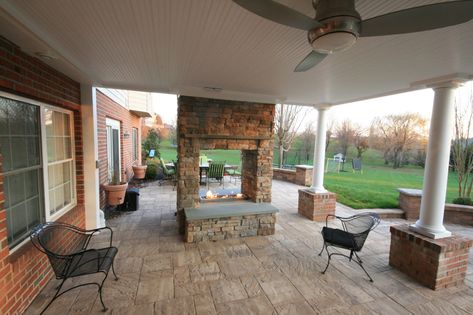 Porch With Patio, House With Fireplace, Under Deck, Deck Remodel, Pergola Swing, Under Decks, Modern Pergola, Pergola Attached To House, Deck Designs Backyard