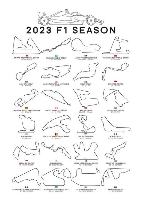 F1 Race Calendar 2023, Formula 1 2023 Calendar, F1 2023 Calendar, F1 Tracks, F1 Calendar, Season Calendar, F1 2023, F1 Art, Pray For Love