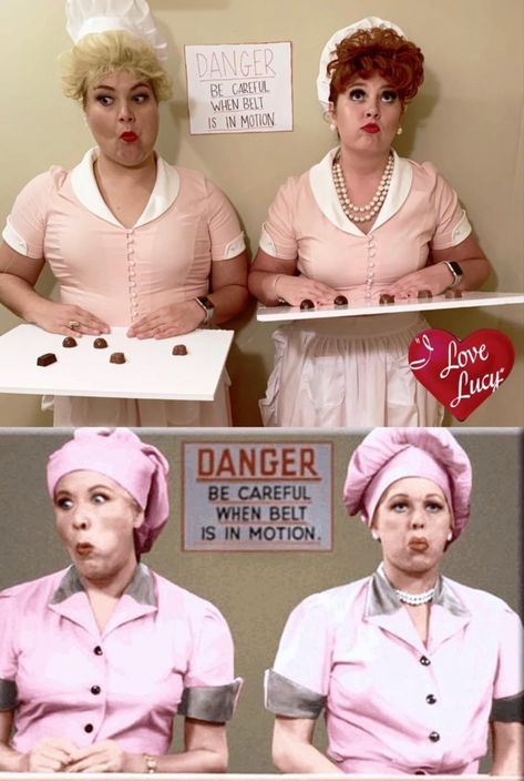 Lucy And Ethel Costumes, Lucille Ball Costume, I Love Lucy Costume, Lucy And Ethel, Lucy Costume, Best Friend Costumes, Best Costume Ever, Quick Halloween Costumes, Halloween Costumes For Work