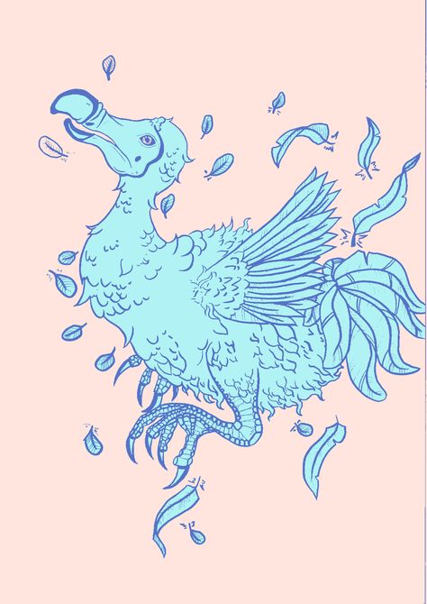 Dodo Chaos #art #design #pink #blue #bird #dodo #drawing #sketch #digitalart #art #graphicdesign #design Dodo Bird Art, Dodo Bird Drawing, Dodo Drawing, Dodo Tattoo, Dodo Illustration, Chaos Art, Dodo Bird, Becoming A Tattoo Artist, Bird Sketch