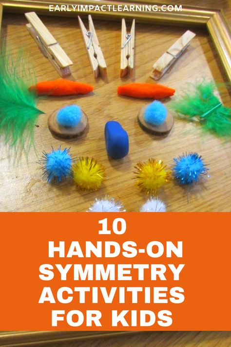 The concept of symmetry is something that young children can begin to explore through practical activities, even before they can really put into words what it is. Read on to find a detailed illustrated description of these activities that will help you introduce symmetry to young children in the most engaging and child-friendly way. #symmetry #symmetryactivities #symmetryforkids #symmetryart #teachingsymmetry #preschooleractivities Practical Symmetry Activities, Teaching Symmetry Preschool, Symmetry Activities Eyfs, Symmetry Activities For Kindergarten, Symmetry Preschool, Preschool Symmetry, Symmetry Math, Kindergarten Art Activities, Symmetry Activities