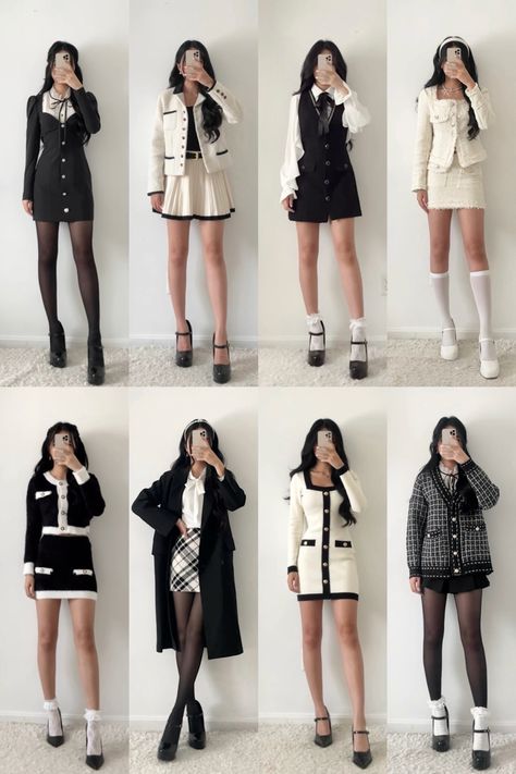 Elegant style, preppy coquette, classy outfits, blair Waldorf style, ootd, outfit inspo, outfit ideas, style inspo, tweed set outfit, kdrama fashion Preppy Tweed Outfits, Dress Like Blair Waldorf, Old Preppy Aesthetic Outfits, Blair Style Waldorf, Tweed Outfit Ideas, Blair School Outfit, Blair Waldorf Coquette, White Tweed Dress Outfit, Blair Winter Outfits