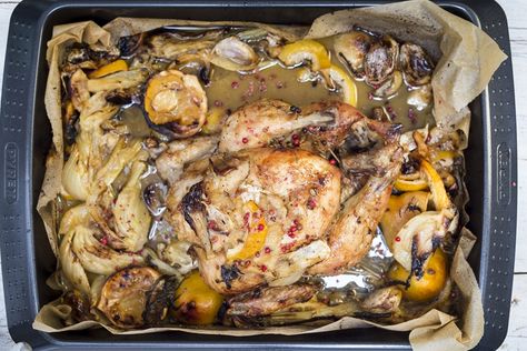 This sumptuous lemon-roasted chicken recipe is full of flavour and meltingly tender, thanks to the lemon and garlic marinade. Garlic Lemon Chicken, Capri Summer, Lemon Roasted Chicken, Lemon Salad, Italian Chicken Recipes, Lemon Chicken Recipe, Fish And Chicken, Italian Chef, Garlic Recipes