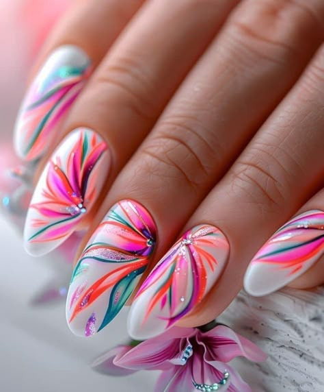 Nail Ombre Designs, Butter Nails, Boss Nails, Unghie Sfumate, August Nails, Tattoo Henna, Tropical Nails, September Nails, Fancy Nails Designs