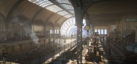 Fantasy Train Station, Fantasy Train, Fantasy Landscape, Train Station, Train