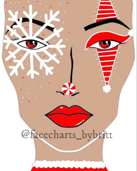 Team Themes, Xmas Makeup, Holloween Makeup, Team Theme, Christmas Eye Makeup, Makeup Challenge, Makeup Christmas, Face Charts, Christmas Makeup Look