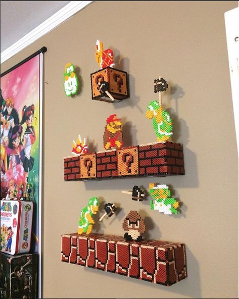 Mario Wall, Super Mario Room, Mario Crafts, Mario Room, Super Mario 3d, Art Perle, Super Mario Art, Home Decor Style, Mario Art