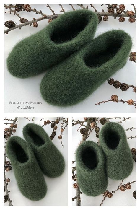 Felted Slipper Free Knitting Pattern - Knitting Pattern Felted Wool Slippers Pattern, Knitted Felted Wool Projects, Felted Wool Slippers Diy Free Pattern, Felt Slippers Diy Free Pattern, Felt Shoes Pattern, Felted Mittens Pattern Free, Wool Slippers Pattern, Felted Slippers Pattern, Felt Wool Slipper