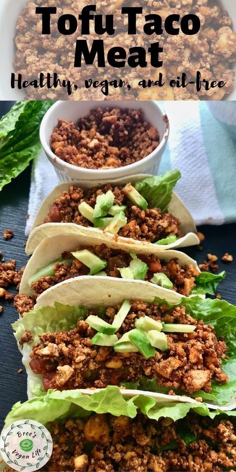 Tofu Taco Meat, Tofu Recipes Healthy, Vegan Tacos Meat, Tofu Tacos, Tofu Recipes Vegan, Lettuce Wrap, Tofu Dishes, Vegan Tacos, Tasty Vegetarian Recipes