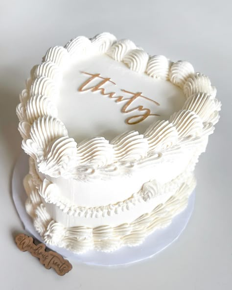 Clean and simple Thirtieth vintage heart cake #30#heartcake#cake#lasvegascakes#vintageheartcake Heart Shaped 30th Birthday Cake, 30 Heart Cake, Thirtieth Birthday Cake, 30th Birthday Heart Cake, Simple Heart Cake, Simple Vintage Cake, 30th Birthday Cakes, Vintage Heart Cakes, 30th Bday Cake