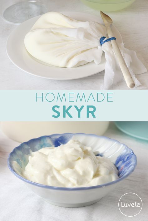 How To Make Skyr Yogurt, Homemade Skyr Yogurt, Skyr Yoghurt Recipes, Homemade Skyr, Luvele Recipes, Yogurt Starter Culture, Curd Cheese, Homemade Greek Yogurt, Thick Yogurt