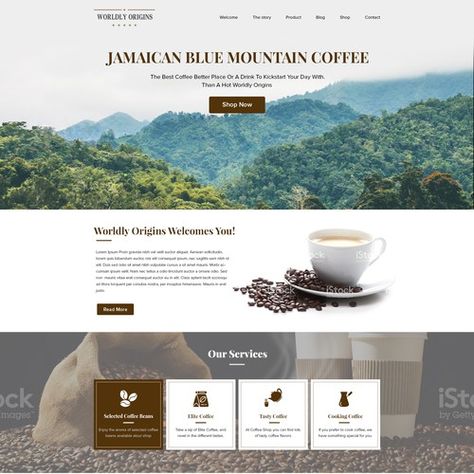 Webpage Design For Coffee Company Web page design contest design#web#page#bradenposehn Website Branding Design, Jamaican Blue Mountain Coffee, Bio Pool, Graphic Designer Studio, Tea Website, Coffee Farm, Documents Design, Interior Designer Logo, Colorful Frames