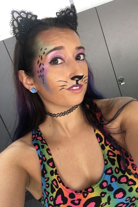 Lisa Frank Cat Makeup, Diy Lisa Frank Costume, Lisa Frank Halloween Costume, Lisa Frank Costume, Leopard Makeup Halloween, Amazon Makeup, Lisa Frank Inspired, Eye Shadow Pallet, Leopard Tights