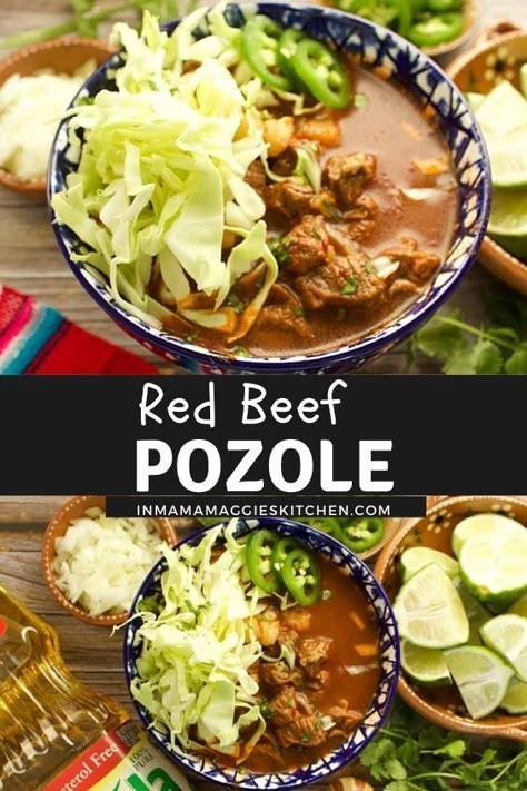 Beef Pozole Recipe, Beef Pozole, Red Posole Recipe, Pazole Recipe, Easy Pozole, Pasole Recipe, Easy Pozole Recipe, Mexican Beef Soup, Posole Recipe