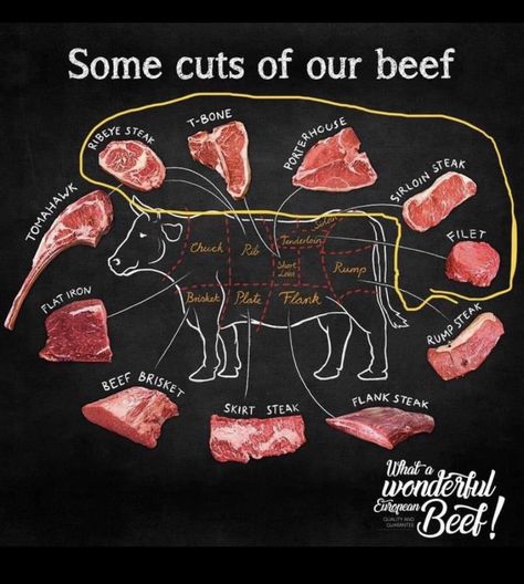 Meat Cuts Chart, Beef Cuts Chart, Pasta Recipes Easy, Meat Ideas, Steak Dinner Recipes, Meat Butcher, Cuts Of Beef, Meat Restaurant, Cooking The Perfect Steak