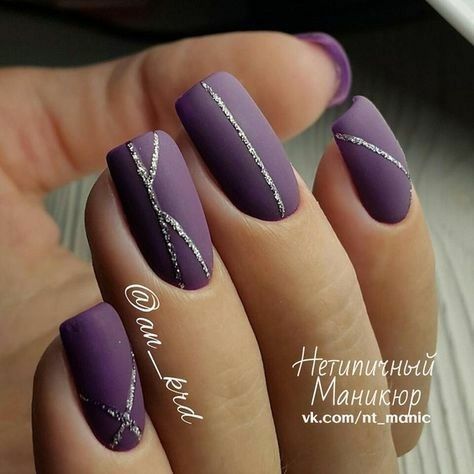 Purple and silver nails Purple And Silver Nails, Ongles Gel Violet, Purple Manicure, Purple Nail Designs, Purple Nail, Her Nails, Purple And Silver, White Nail, Silver Nails