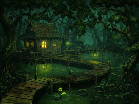 Witch Hut, Rpg Map, Parc D'attraction, Witch House, Fantasy Places, Nature Sounds, Fantasy Art Landscapes, Scary Stories, Environment Concept Art