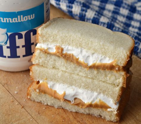 Fluffernutter | History of a Favorite New England Sandwich. ... one of my fave sandwiches from childhhod, practically a staple in most New England homes ... And it has to be this particular kind / brand, too.  Yum!!!!!! Fluff Marshmallow, New England Travel, Marshmallow Fluff, Wrap Sandwiches, England Travel, I Love Food, Hot Dog Buns, Nutella, Love Food