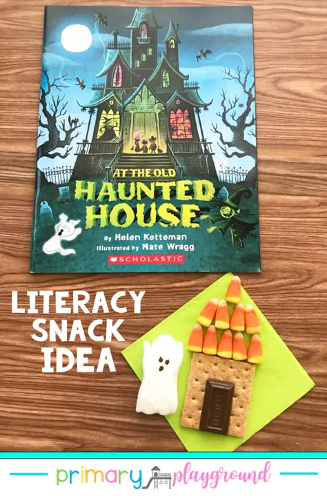 Literacy Snack Idea Haunted House - Primary Playground Old Haunted House, Halloween Elementary, Primary Playground, Kindergarten Halloween, Classroom Snacks, Halloween Kindergarten, October Activities, School Halloween, Fall Kindergarten