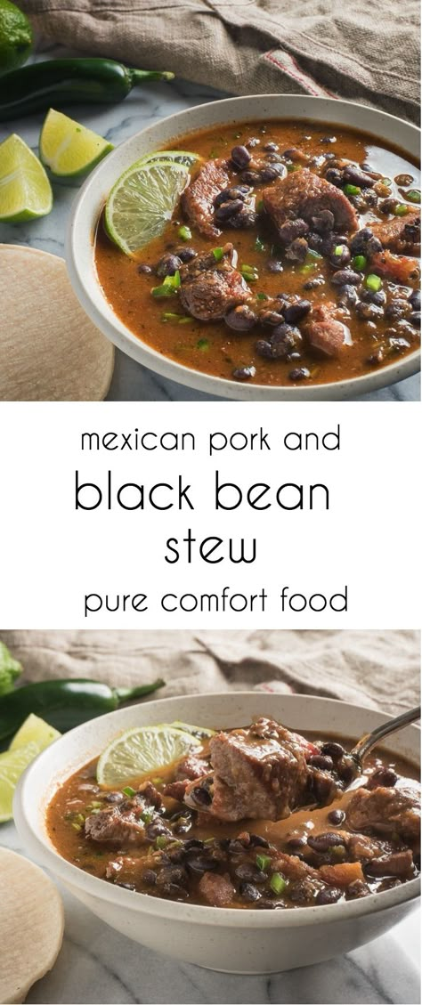 mexican pork and black bean stew - glebe kitchen Mexican Pork Stew, Crockpot Vegan, Basil Tofu, Pork Stew Meat, Mexican Beans, Muffin Cookies, Black Bean Stew, Meals Vegan, Mexican Pork