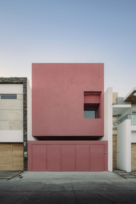 Contemplation Space, Minimalist Beach House, Pink Building, Wood Building, Clerestory Windows, Large Balcony, Architectural Photographers, Mexican Street, Minimalist Architecture