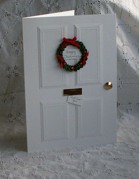 Simple Christmas Cards, White Door, Christmas Card Art, Homemade Christmas Cards, Christmas Card Crafts, Diy Christmas Cards, Handmade Christmas Gifts, Birthday Cards Diy, Christmas Cards To Make