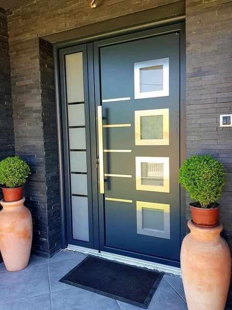 Aluminium Front Door, Beautiful Entrance, Modern Entrance Door, Entryway Door, Modern Exterior Doors, House Main Door Design, Main Entrance Door Design, Wooden Front Door Design, Home Door Design