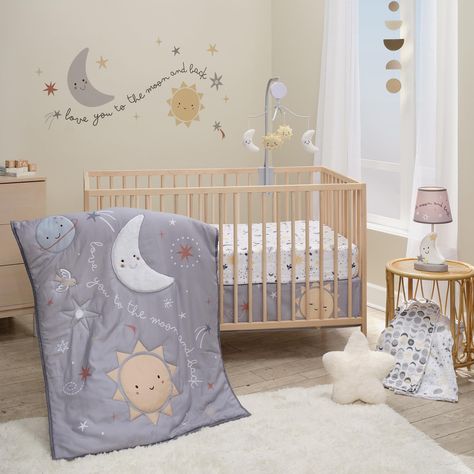 Sun And Moon Themed Nursery, Soothing Nursery, Star Celestial, Star Theme, Baby Crib Bedding Sets, Bedding Sets Grey, Star Wall Decals, Moon Nursery, Nursery Lamp