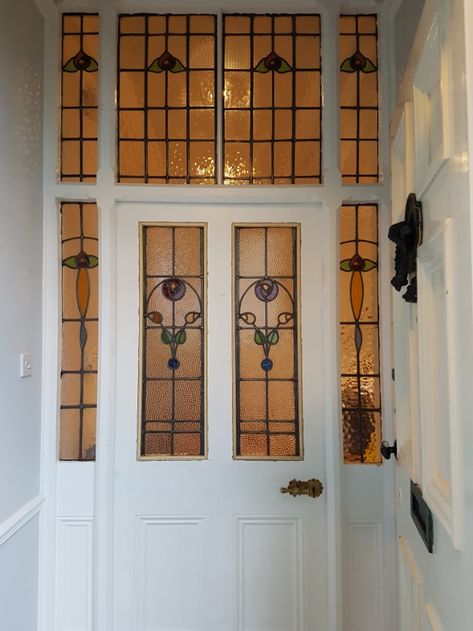 Stained Glass Doors Entrance Vintage, Victorian Front Door, Front Door Canopy, Victorian Doors, Victorian Front Doors, Glass Porch, Townhouse Exterior, Porch Doors, Door Canopy