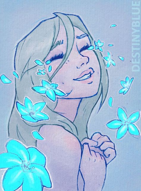 Destiny Blue, Tears Art, Ceramic Inspiration, Artist Alley, Dnd Art, Happy Tears, Sketch Art, Hand Art, Flower Girls