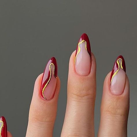 Nails Magaziine on Instagram: "Piece of art! Choose your favorite. Yey or Ney? 😍💅 Swipe for more 👉👉💅❤️ ✨✨ share with friends & rate these nail looks 1-10? 😍 By: @thehotblend" Red And Golden Nails, Gold And Red Nails, Nails Theory, Chrome Red Nails, Red Nails Design, Red And Gold Nails, Instagram Ring, Chrome Red, Art Deco Nails