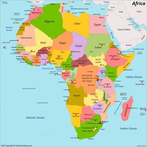 Map of Africa List Of African Countries, Nairobi Travel, Time Zone Map, Map Of Africa, Typing Skills, Canary Islands Spain, Western Sahara, Arabian Sea, Africa Map