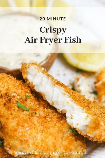 These golden fish fillets are cooked in the air fryer until crispy and delicious! Covered in a tasty crust, the fish remains soft and velvety from the inside. Ready in just 20 minutes! #airfryerrecipes #airfryerfish via @lilsunnykitchen Air Fryer Grilled Fish Recipes, Fish Fillet Air Fryer, Fried Haddock In Air Fryer, Cod Fillet Recipes Air Fryer, Air Fryer Perch Fillets, Air Fryer Frozen Flounder Recipes, How To Cook Cod In Air Fryer, Catfish In Air Fryer Recipe, Air Fryer Haddock Fillets