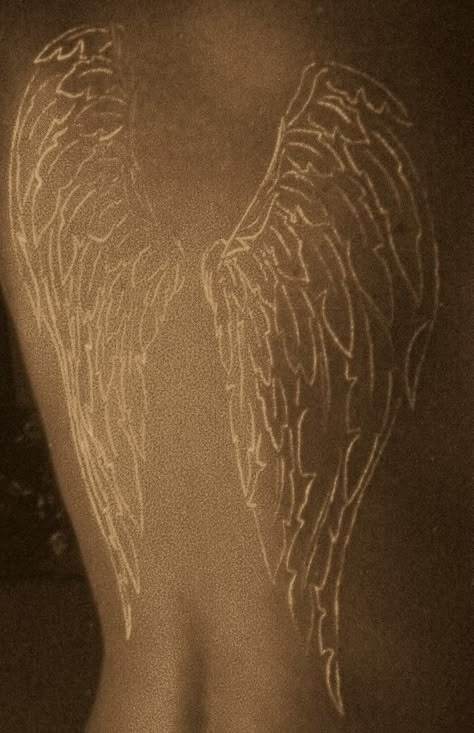 Love the wings in white ink Artful Tattoos, Shadow Angel, Angel Wings Tattoo On Back, Angel Wing Tattoo, Wing Tattoos On Back, Wing Tattoo Designs, White Ink Tattoo, Angel Wings Tattoo, Wing Tattoo