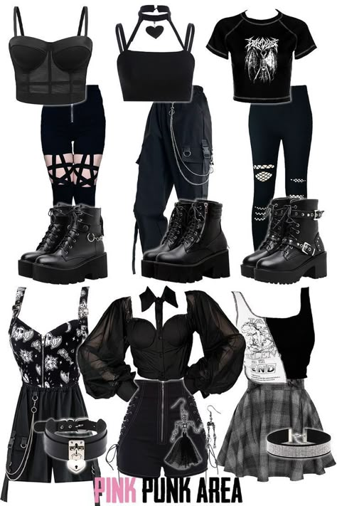 Outfits Tomboy Style, Grunge Punk Fashion, Cute Goth Outfits, Goth Cross, Punk Style Outfits, E Girl Outfits, Fest Outfits, Edgy Grunge, 5 Dollars