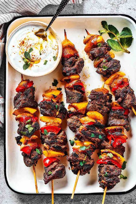 lamb skewers. Greek Lamb Skewers, Lamb Skewers Recipes, Lamb Kebabs Recipes Skewers, Greek Kebab Recipes, Lamb Kebab Recipes, Mediterranean Skewers, Cloud Bread Pizza, Mediterranean Bar, Lamb Kabobs