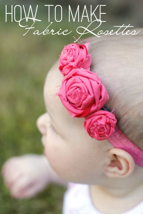 Learn how to make fabric rosettes in just 8 simple steps! It's super easy and they're so cute! Get step-by-step instructions with a video tutorial. Dollar Diy, Rosette Headband, Fabric Rosette, Thrifty Thursday, Girl Headbands, Hair Things, Diy Bows, Head Gear, Sewing Projects For Kids