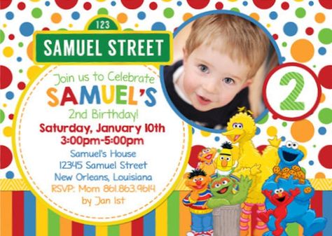 Personalized Sesame Street Birthday Invitation Sample Birthday Invitation Sample, Birthday Invitation Card Online, Birthday Invitations Templates, Elmo Invitations, Elmo Birthday Invitations, Sesame Street Birthday Invitations, Sesame Street Invitations, 1st Birthday Invitation Template, Elmo Birthday Party