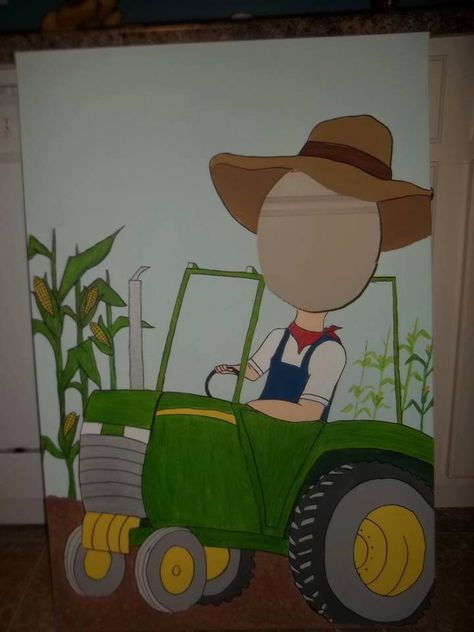 Endlesslycolorfulart Face in the Hole Farm Photo Booth Ideas, Tractor Photo Booth, How To Make Face In Hole Board, Face In The Hole Board Diy Photo Booths, Face In Hole Photo Board Fall, Fall Cutouts, John Deere Party, Face Cut Out, Face In Hole