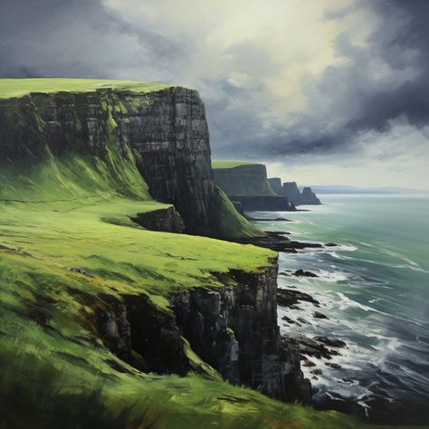 Scottish Cliffs, Cliffs Painting, Ocean Art, Art References, 5d Diamond Painting, Painting Inspiration, Diamond Painting, Art Reference, Beauty