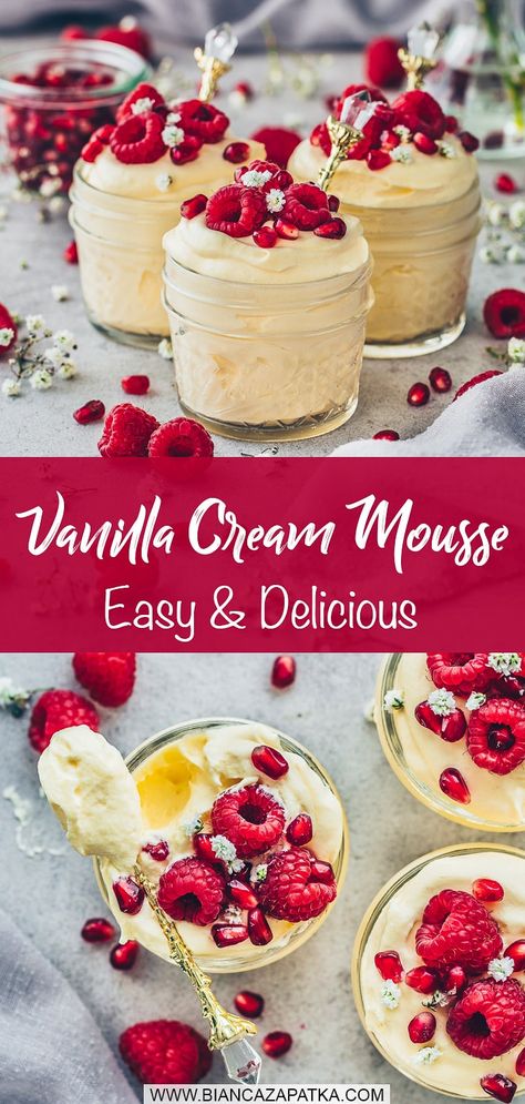 Non Dairy Mousse, Vegan Pudding Desserts, Vegan Vanilla Pudding Recipe, Vanilla Moose Recipe, Light Vegan Desserts, Pudding Desserts Gluten Free, Vegan Cream Dessert, Vegan Mousse Recipes, Dairy Free Mousse Recipes