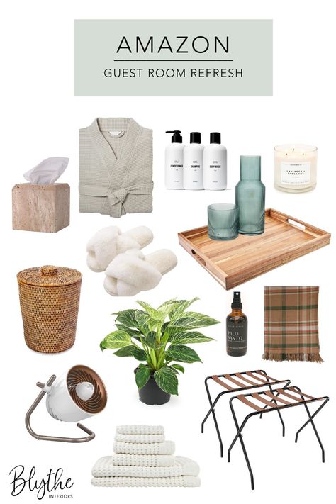 'Tis the season of hosting & out of town guests which means it might be time to give your guest bedroom a little refresh! Fresh linens & towels are a must, but you can also create a 5-star quality stay by adding in thoughtful extra touches. Browse our list of guest room essentials to make you the host with the most! Guest Bedroom Needs, Guest Bedroom Essentials List, Guest House Essentials, Guest Room Snack Basket, Guest Room Necessities, Amazon Guest Bedroom, Guest Bedroom Basket Ideas, Guest Room Must Haves, Guest Room Basket Ideas