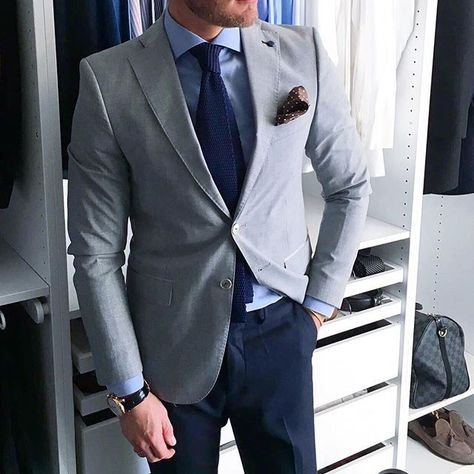 find your inspiration | business: yourlookbookmen@gmail.com 319 800 followers Grey Blazer Outfit Men, Grey Blazer Outfit, Blue Blazer Outfit, Navy Pants Men, Light Grey Blazer, Blue Pants Men, Lucky Tiger, Light Blue Dress Shirt, Blazer Outfits Men