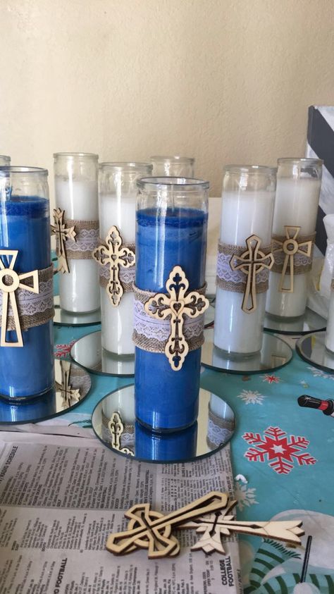 Baptism Boy Centerpieces, Communion Centerpieces For Boys, Confirmation Centerpieces Ideas, 1st Communion Centerpieces, Ordination Decorations Ideas, First Communion Centerpieces For Boys, Bautizo Ideas Boy Centerpieces, 1st Birthday And Baptism Ideas Boy, First Communion Ideas For Boys