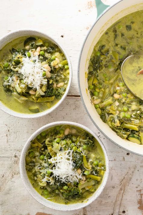 Pesto Bean Soup, Pesto Minestrone Soup, Hazel Nut Soup, Spring Soup Recipes Healthy, Green Soup Recipes, Pesto Beans, My Pocket Kitchen, Green Minestrone, Spring Soup Recipes