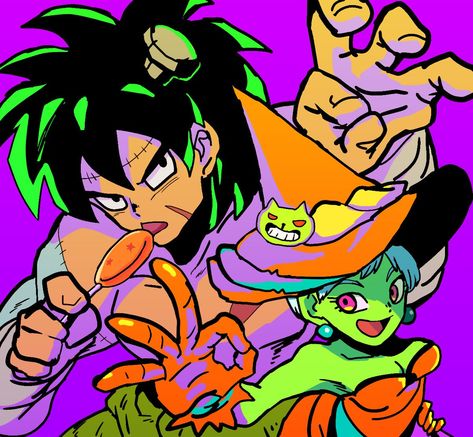 #Halloween #Fanart #Broly #Cheelai Broly Cheelai, Dragon Ball Decor, Goku Halloween, Halloween Fanart, Dbz Funny, Saga Dragon Ball, Dragon Balls, Halloween Icons, Dragon Ball Artwork